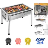 Edelstahl Picknickgrill tragbar Holzkohlegrill 40x28x21,5 cm für BBQ Camping