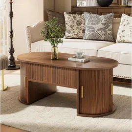 Okwish Höhenverstellbarer Couchtisch Braun Nussbaum 100 x 40,5 x 50 cm