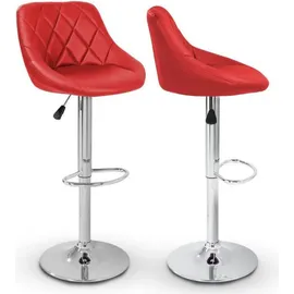 TRESKO 2er Set Barhocker Rot Barstuhl 360° Frei Drehbar Sitzhöhenverstellung 60-80cm - Weiß
