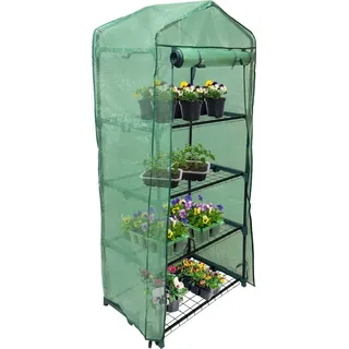 MonsterShop Gewächshaus Foliengewächshaus mit 4 Regale und Kunststoffabdeckung PE Garten