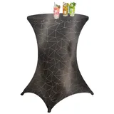 Buri Stretch Stehtischbezug Ø 80cm Stehtischhusse Husse für Stehtisch Tischbezug Bezug Bistrotisch bis 110cm Höhe, Farbe: Gold/schwarz