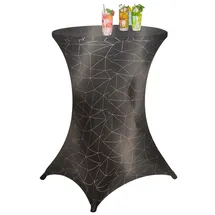 Buri Stretch Stehtischbezug Ø 80cm Stehtischhusse Husse für Stehtisch Tischbezug Bezug Bistrotisch bis 110cm Höhe, Farbe: Gold/schwarz