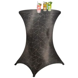 Buri Stretch Stehtischbezug Ø 80cm Stehtischhusse Husse für Stehtisch Tischbezug Bezug Bistrotisch bis 110cm Höhe, Farbe: Gold/schwarz