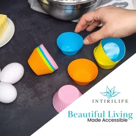Intirilife 12 Stück wiederverwendbare bunte Silikon Muffinformen