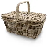 Spetebo Picknickkorb Rattan Picknickkorb mit Deckel (Stück, 1 St., 1), 50 x 35 cm - Weidenkorb natur mit Tragegriff