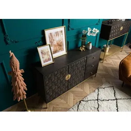 Massivmoebel24 Kommode Mango 145x40x77 grau geölt Diamond #107