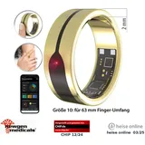 Newgen Medicals Fitnesstracker-Ring, Herzfrequenz- & SpO2-Anzeige, 2 mm, Gold, Gr. 63
