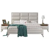 Xlmoebel Schlafzimmer-Set 3-teiliges Set für das Schlafzimmer mit weißem Polster-Doppelbett, (3-tlg., 3tlg.Schlafzimmer Set (Bett+2x Nachttische), Hergestellt in Europa weiß