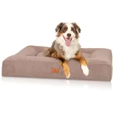 Knuffelwuff orthopädisches Hundebett aus kuscheligem Velours mit Handwebcharakter Sofia 80 x 60cm Beige - Abnehmbarer Bezug - waschbar - für große, mittelgroße und kleine Hunde