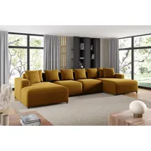 Fun Möbel Wohnlandschaft Sofa U-Form Designersofa MEGAN in Stoff Salvador Honiggelb - Gelb