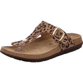ROHDE Damen Pantolette Leder Zehentrenner mit Leopardenmuster Rodigo-D 5891, Größe:40 EU, Farbe:Beige - 40