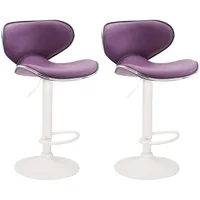 CLP 2er Set Barhocker Las Vegas Kunstleder lila/weiß