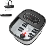 Snailax klappbares Fußsprudelbad mit Massage und Heizung, Fußbad mit 14 Heizstufen | Shiatsu-Rollen | Blasen | Rotlicht | Timer, Fußwanne elektrisch 35°C-48°C, faltbares Fußmassagegerät