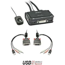 Lindy DVI KVM Switch 2 Port USB Audio 2 Port KVM-Umschalter