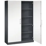 Flügeltürenschrank ASISTO Höhe 1980 mm Breite 1200 mm 4 Fachböden schwarzgrau/verkehrsweiß. C+P 53895149
