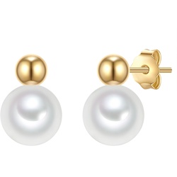 Valero Pearls Perlen-Ohrstecker Sterling Silber Süßwasser-Zuchtperle in Gold Damen 