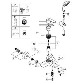 Grohe Eurosmart Wandmontage mit Brausegarnitur chrom