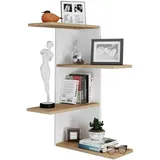 VCM Holzregal hängend platzsparendes Regal Maße: H. 77 x B. 45 x T. 45 cm Elegantes Regal hängend Aufbewahrungsregal Bücherregal Wandboard - Regal Balos