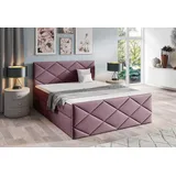 Bett mit Matratze und Lattenrost HALKA – 180x200, lila 1 + ER Topper - Lila