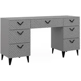 Vicco Schminktisch Anett Grau 150 cm ohne Spiegel mit 7 Schubladen