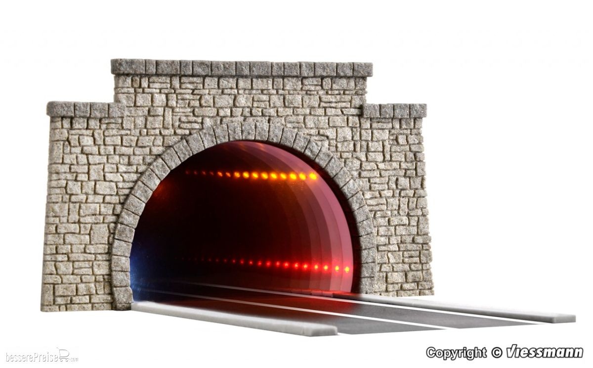 Viessmann H0 (1:87) 5097 - H0 Straßentunnel klassisch, mit LED Spiegeleffekt und Tiefenwirkung
