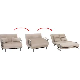 Mendler Schlafsessel HWC-K29, Klappsessel Schlafsofa Gästebett, Liegefläche 190x100cm, Stoff Chenille (370g/m2) ~ creme