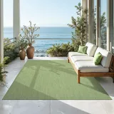 Mia ́s Teppiche Malaga Outdoor Teppich Wetterfest – Balkonteppich & Terrassenteppich, Indoor Outdoor Flachgewebe, Waschbar, UV-beständig & Pflegeleicht, Grün, 300 x 400 cm