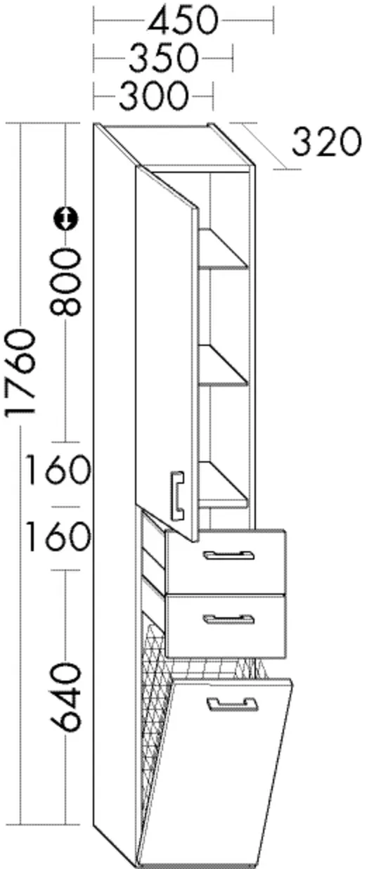 Burgbad Hochschr.Sys30 PG3 Diago 1760x450x320 Sandorange Solid Matt, HS4549LF6557 HS4549LF6557