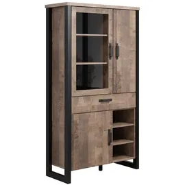 VCM Vitrine Buffetschrank Emile 106 x 45 x 195 cm Braun