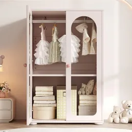 Okwish Kinderkleiderschrank 80 x 120 x 50 cm MDF lackiert rosa