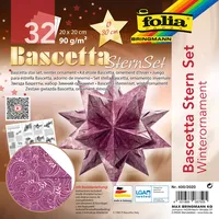 Folia Folia, Bastelpapier, Faltbl„tter Bascetta-Stern, lila / bedruckt (1