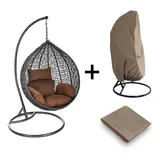 Aileenstore Hochwertiger Polyrattan Hängesessel Hängekorb Hängestuhl inkl. Regenabdeckung