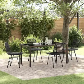 vidaXL Garten Essgruppe 5 pcs Schwarz Poly Rattan - Schwarz