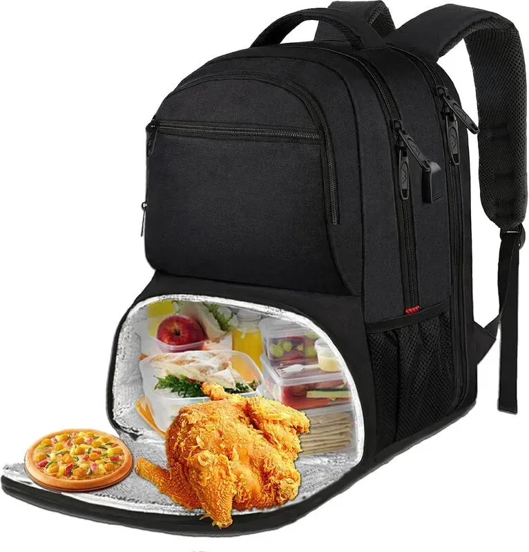 【Summer Cooler Bag】Lunch-Rucksack für Herren, 17 Zoll isolierter Kühlrucksack mit USB-Ladeanschluss, wasserabweisender Laptop-Rucksack für Arbeit, Picknick, College & Reisen