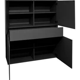 Mäusbacher Imola Highboard Holzwerkstoff 121x145x42 cm, - Anthrazit matt lack/Glas anthrazit glanz),