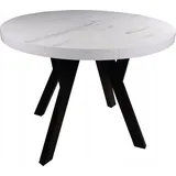 Marmor Weiß klappbarer runder Tisch 110/210 cm - Schwarz/Weiß