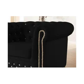 S-Style Chesterfield Polstergarnitur 2+1 Cleo Blink ¦ schwarz ¦ Maße (cm): B: 148 H: 72