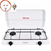 Gaskocher 2 flammig Camping  mit Deckel Outdoor Mit Zubehör