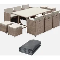 Sweeek - Lounge-Set aus Polyrattan 6-10 Sitzplätze + Schutzhülle