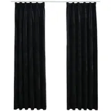 vidaXL Verdunkelungsvorhänge mit Haken 2 Stk. Samt Schwarz 140x225 cm