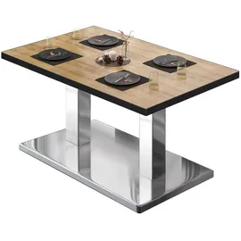GGM Möbel Bistro Loungetisch 110 x 60 x 41 cm Eiche/Edelstahl