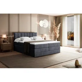 altdecor Boxspringbett mit Matratze und Topper, Polsterbett mit, H3- und H4- Matratzen, Bettkasten, u... - Dunkelgrau