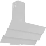 Wiggo B943G Dunstabzugshaube 90cm kopffrei I Abluft Umluft Dunstabzug 615m3/h - Touch-Display 4 Stufen I Energieeffizienzklasse B Schräghaube inkl. 2x Kohlefilter I Abzugshaube Glasfront weiß