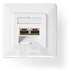 Nedis Netzwerk-Wanddose - Unterputz - 2-Port port(s) - CAT7 - Gerade - Buchse - Vergoldet - PVC - Elfenbein - Box