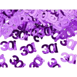 PartyDeco Konfetti Zahl 30 2x1cm 15g Zahlenkonfetti für Geburtstag Jubiläum Perlenhochzeit Streudeko Tischkonfetti Tischdeko Confetti Lila