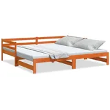 vidaXL Tagesbett Ausziehbar Wachsbraun 90x200 cm Massivholz Kiefer