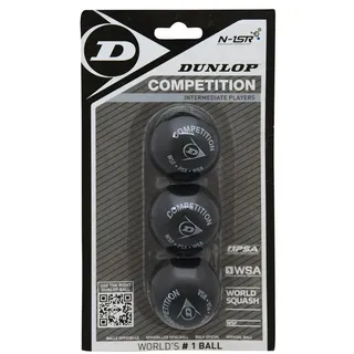 Dunlop Squashball Competition (1 Punkt, Speed langsam) schwarz Blisterverpackung