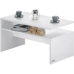 CASARIA® Couchtisch mit Ablage Stauraum Weiß Wohnzimmertisch