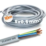 Lapp 10 Meter Lapp 00100034 Ölflex Classic 100 Steuerleitung 5x0,5 mm2 mit grün-gelben Schutzleiter 5G0,5 mm2 I 5 Adern Kabel I Farbcodierte PVC Leitung 5 adrig