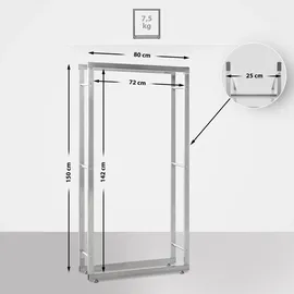 CLP Kaminholzständer Keri V2 25 x 80 x 150 cm silber